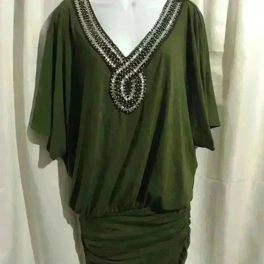 Sexy Embellished Deep V Dress